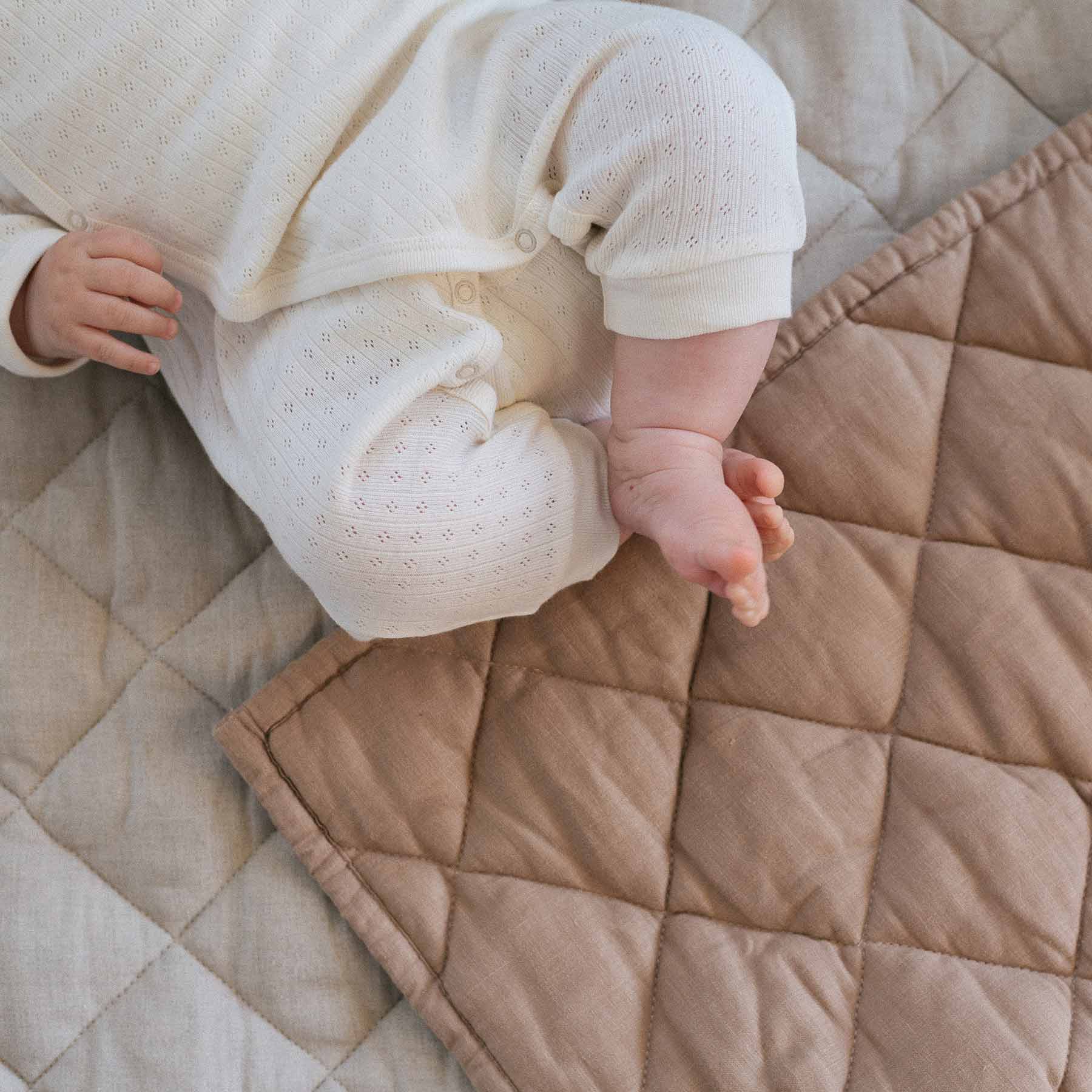 Warren Hill Linen Baby Play Mat Natural Chestnut Square