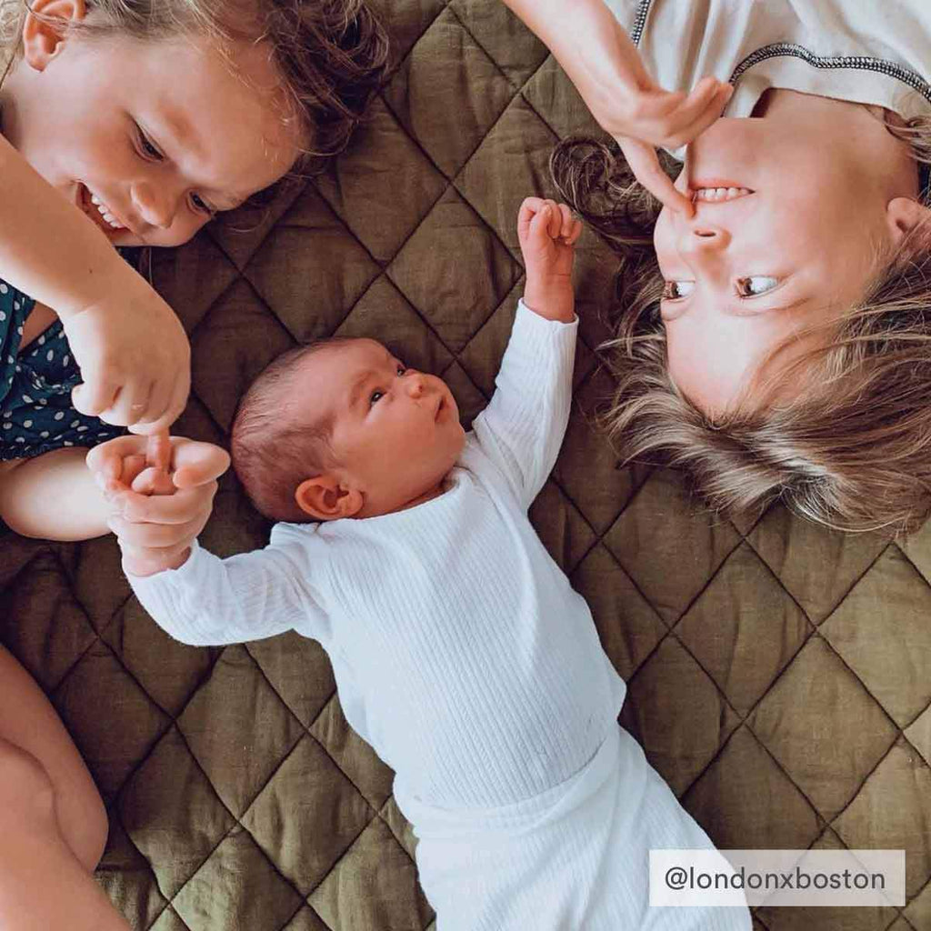 Warren Hill Soft Linen Baby Play Mat | Olive Colour | londonxboston