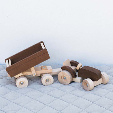 Warren Hill Goki Nature Tractor with trailer Wooden Toys
