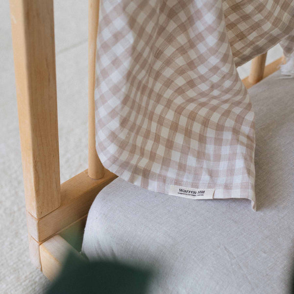 Stonewashed Linen Baby Swaddle Beige Gingham – Warren Hill