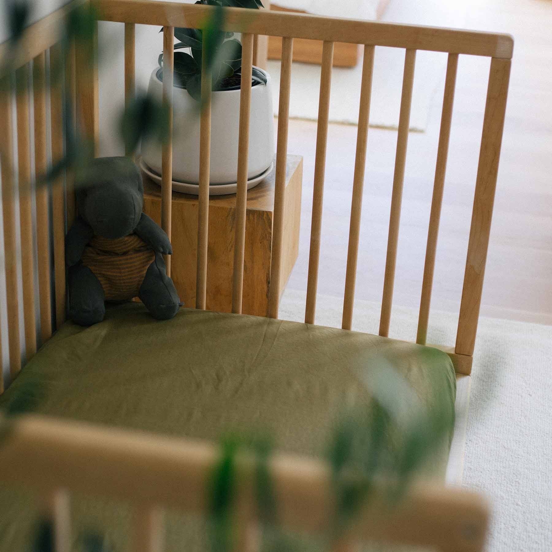 French Linen Cot Sheet Olive – Warren Hill